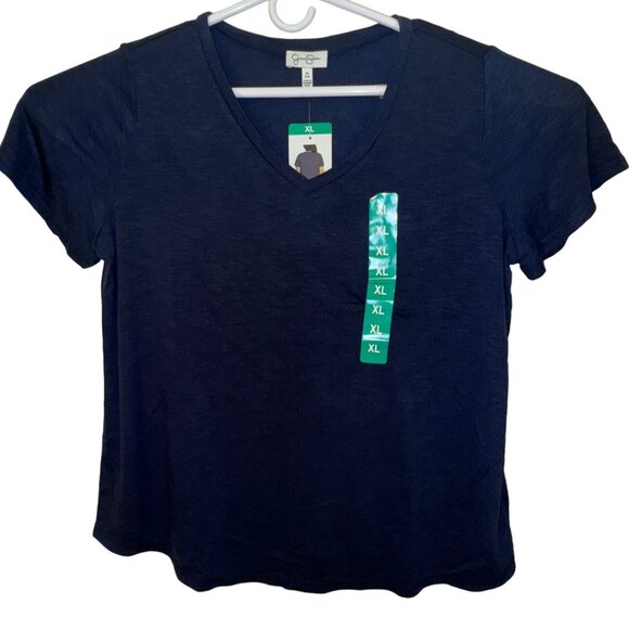 Womens T-Shirt XL Blue Jessica Simpson V-Neck Short Sleeve Pull Over X-Large - Picture 1 of 8